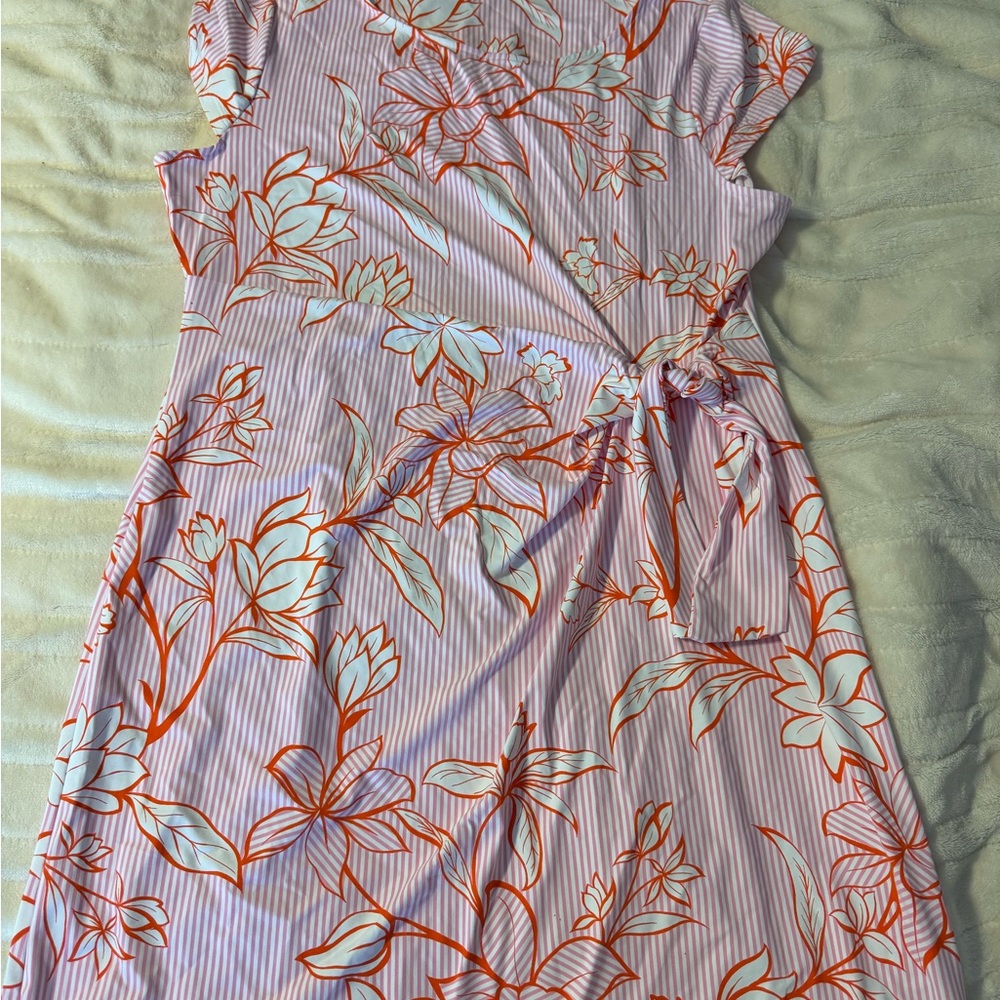 Talbots Orange and White Floral Dress